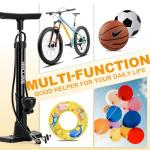 Hycline Bike Floor Pump with Gauge: 160 PSI High Pressure Bicycle Pumps - Durable Air Pump Fits Presta & Schrader Valve - Inflator for Road MTB Tire, Ball, Balloon, Inflatables - Black