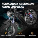 Qlaway Fat Tire Electric Dirt Bike 750w for Adults 20" Full Suspension Electric Motorcycle Ebikes 48V 18AH Removable Battery,31MPH Top Speed,40-70 Miles Range,2 Seater,LED Headlights, Turn Signals