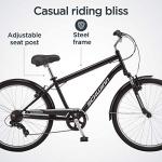 Schwinn Suburban Hybrid Bike, 26 Inch Mens and Womens Bike, 7-Speed Hybrid Bicycle, Front and Rear Linear Pull Brakes, Ergonomic Grips, Comfort Frame, Large Cushioned Seat, Fenders, Adult Bicycle