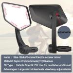 DRCKHROS 1 Pair Bike Mirror Handlebar end Mount Bicycle Mirrors E-Bike Mirrors, HD Glass Convex Mirror, Rotatable And Adjustable Wide Angle Rear View Shockproof Mirrors,Safe Cycling Bike Accessories.