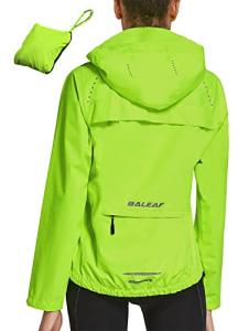 baleaf Women's Rain Jackets Running Waterproof Windbreaker Windproof Lightweight Cycling Jacket Reflective Packable Hooded Yellow XL