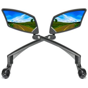 BriskMore Bike Handlebar Mirrors 1 Pair, High–Definition Convex Scratch Resistant Glass Lens,Safe Rearview Bicycle Mirrors(Right And Left Side) BT-016