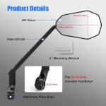 Diyife Bike Mirror, [Long Arm] 2 Pcs HD Wide Angle Large Bicycle Mirrors for Handlebars, 360°Adjustable Anti-shake Bicycle Rear View Mirror, Bike Accessories for Ebike Scooter Mountain Road Bike