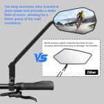 Diyife Bike Mirror, [Long Arm] 2 Pcs HD Wide Angle Large Bicycle Mirrors for Handlebars, 360°Adjustable Anti-shake Bicycle Rear View Mirror, Bike Accessories for Ebike Scooter Mountain Road Bike