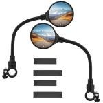 QWORK Bike Mirror Handlebar Mount, 2 Pack Adjustable Rotatable Rear View Mirror with Wide Angle Lens, for Mountain & Road Bikes (Black)
