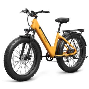 PUCKIPUPPY Electric Bike for Adults 960W Peak, 48V 15AH Removable Battery Electric Bicycle, 28MPH Commuter E-Bike, 7 Speed, Up to 60 Miles,All Terrain 26" Fat Tire Front Suspension, Samoyed
