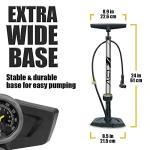 BV Bike Pump Out of Durable Steel - Bicycle Pump 160 PSI high Pressure, Bike Tire Pump 17/24 inch Smart Valve Head, Automatically Reversible Presta & Schrader, Ball Pump