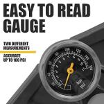 BV Bike Pump Out of Durable Steel - Bicycle Pump 160 PSI high Pressure, Bike Tire Pump 17/24 inch Smart Valve Head, Automatically Reversible Presta & Schrader, Ball Pump