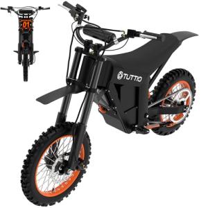 Tuttio Soleil01 Electric Dirt Bike for Teens Adults with Black Suspension Fork, Soleil01 BF Electric Bike with 48V 21AH Removable Battery, 14"/12" Fat Tire for Off Road Mountain, UL Certificate