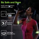 Skylety 4 Pieces Reflective Bands High Visibility Reflector Bands Neon Straps Tape Bracelets Reflective Running Gear for Women Men Running Cycling Walking Arm Wrist Ankle Leg