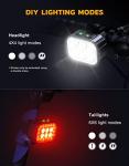 Cuvccn Bike Lights Set Ultra Bright, Bicycle Light Rechargeable with 6 Spot & Flood Beams, IP65 Waterproof Bike Lights for Night Riding, DIY 4X4 + 6X6 Modes Bicycle Headlight and Tail Light Reflectors