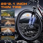 PUJH Peak 1500W Motors Electric Bike for Adults, 48V 17.5Ah Battery, 29"*2.1 Fast Ebike,Max 34 mph 30-80 Miles,Front Suspension Disc Brake Class 3 E-Bike,Off Road Mountain Hunting for Men