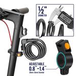 SEWAY Scooter Lock Cable for Xiaomi Mijia M365 ES Series, Bicycle Combination Locks Coiled Chain Lock Basic Self Coiling Core Steel Wire 4 ft. Long 1/3 inch Fit for M365/ES1/ES2/ES3/ES4