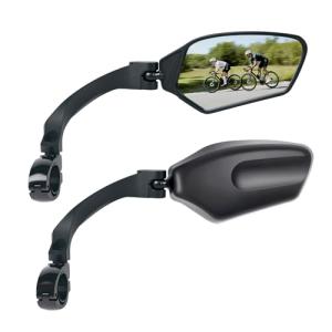 Adjustable Handlebar Bike Mirror, Shatterproof HD Glass Lens, Universal Fit Rearview Bicycle Mirrors, 360° Rotatable, Compatible with Mountain Bikes, E-bikes, Road Bikes(1 Pair)