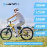HOVERFLY OUREA Electric Bike 26", 750W Peak Motor Mountain Ebike, Up to 40 Miles 20MPH Removable Battery, 7-Speed and Shock Absorber, Electric Commuter Bike for Adults Yellow