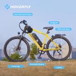 HOVERFLY OUREA Electric Bike 26", 750W Peak Motor Mountain Ebike, Up to 40 Miles 20MPH Removable Battery, 7-Speed and Shock Absorber, Electric Commuter Bike for Adults Yellow
