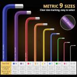 AMTOVL Hex Key Set, 9PCS Metric Allen Key Set, 1.5-10MM, Anti-Slip Long Ball End Hex Wrench Set, Color Coding Hex Key Set for Disassembling Mechanical Equipment, Vehicle, and Bicycle Repairs