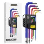 AMTOVL Hex Key Set, 9PCS Metric Allen Key Set, 1.5-10MM, Anti-Slip Long Ball End Hex Wrench Set, Color Coding Hex Key Set for Disassembling Mechanical Equipment, Vehicle, and Bicycle Repairs