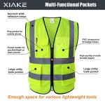 XIAKE Reflective Safety Vest for Men & Women Mesh High Visibility Vest with Pockets Meets ANSI Standards(Large,Yellow)