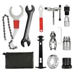 Bike Tool Kit, 10Pcs Professional Bike Repair Tools for Mountain Bike with 3-in-1 Cassette Remover Wrench Crank Puller Extractor Bottom Bracket Freewheel Remover Chain Breaker Tool Bag