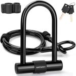 Hapleby Premium Bike Lock Set with 2 Keys, Bike U-Lock with 6 Feet Thickened Solid Steel Cable, Heavy Duty Anti Theft Bicycle U-Lock with Mounting Bracket for Road, Mountain, Folding Bike and Scooter