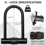 Hapleby Premium Bike Lock Set with 2 Keys, Bike U-Lock with 6 Feet Thickened Solid Steel Cable, Heavy Duty Anti Theft Bicycle U-Lock with Mounting Bracket for Road, Mountain, Folding Bike and Scooter