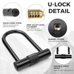 Hapleby Premium Bike Lock Set with 2 Keys, Bike U-Lock with 6 Feet Thickened Solid Steel Cable, Heavy Duty Anti Theft Bicycle U-Lock with Mounting Bracket for Road, Mountain, Folding Bike and Scooter