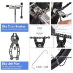 Bike Tool Kit, 10Pcs Professional Bike Repair Tools for Mountain Bike with 3-in-1 Cassette Remover Wrench Crank Puller Extractor Bottom Bracket Freewheel Remover Chain Breaker Tool Bag