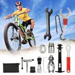 Bike Tool Kit, 10Pcs Professional Bike Repair Tools for Mountain Bike with 3-in-1 Cassette Remover Wrench Crank Puller Extractor Bottom Bracket Freewheel Remover Chain Breaker Tool Bag