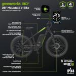 Greenworks 80V 4"*26" All-Terrain Fat Tire Mountain Electric Bike for Adults (Brushless Rear Hub Motor), 7-Speed, Up to 20 MPH, Dual Disc Brakes, Pedal Assist, Battery Not Included