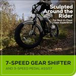 Greenworks 80V 4"*26" All-Terrain Fat Tire Mountain Electric Bike for Adults (Brushless Rear Hub Motor), 7-Speed, Up to 20 MPH, Dual Disc Brakes, Pedal Assist, Battery Not Included