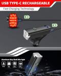 DARKBEAM 6000LM Bike Headlight USB-C Rechargeable, High Lumen Super Bright Bike Light Set for Night Riding, 12+5 Modes Waterproof Bicycle Lights for Road, Mountain, Cycling