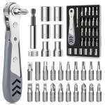 TUXIYA 30in1 Right Angle Screwdriver, 36-Tooth Mini Ratchet Wrench, Angle Screwdriver for Tight Spaces, Low Profile Offset screwdrivers, Magnetic Ratchet Screwdrivers Repair Tool