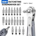TUXIYA 30in1 Right Angle Screwdriver, 36-Tooth Mini Ratchet Wrench, Angle Screwdriver for Tight Spaces, Low Profile Offset screwdrivers, Magnetic Ratchet Screwdrivers Repair Tool