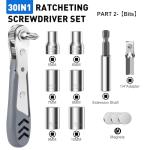 TUXIYA 30in1 Right Angle Screwdriver, 36-Tooth Mini Ratchet Wrench, Angle Screwdriver for Tight Spaces, Low Profile Offset screwdrivers, Magnetic Ratchet Screwdrivers Repair Tool