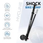 Hycline High Pressure Shock Pump with Gauge: 300 PSI Bicycle Pump for Front Fork & Rear Suspension - Mini Pump with Air Bleed for Road Mountain Bike Fits Schrader & Presta Valve - Black