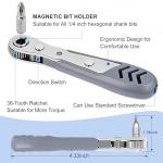 TUXIYA 30in1 Right Angle Screwdriver, 36-Tooth Mini Ratchet Wrench, Angle Screwdriver for Tight Spaces, Low Profile Offset screwdrivers, Magnetic Ratchet Screwdrivers Repair Tool