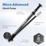 Hycline High Pressure Shock Pump with Gauge: 300 PSI Bicycle Pump for Front Fork & Rear Suspension - Mini Pump with Air Bleed for Road Mountain Bike Fits Schrader & Presta Valve - Black