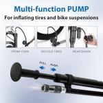 Hycline High Pressure Shock Pump with Gauge: 300 PSI Bicycle Pump for Front Fork & Rear Suspension - Mini Pump with Air Bleed for Road Mountain Bike Fits Schrader & Presta Valve - Black