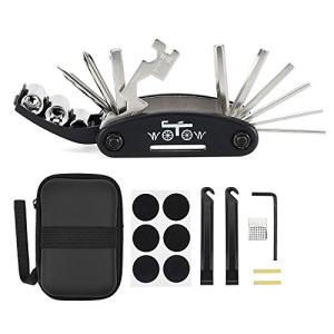 WOTOW Bike Repair Tool Kit - 16 in 1 Bicycle Multitool Portable Mountain Bike Tool Cycling Maintenance, Bike Hex Key Wrench & Bike Tube Patch Kit & Tire Lever & Hard Carrying Case (16 in 1)