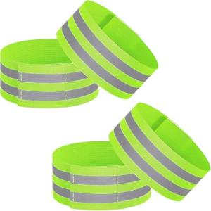 VVS 4 Pack of High Visibility Reflective Bands Wristbands for Cycling Running Arm Wrist Ankle Bands Leg Straps and as Bike Pants Cuff Clip