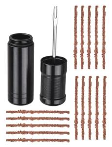 Tubeless Bike Tire Repair Kit for MTB & Road Bicycles - Fast Fix for Punctures & Flats, Includes Storage Canister, Plugger Tool & 15 Bacon/Repair Strips, Essential Bicycle Tyre Repair Tool Set
