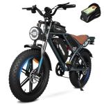 Electric Bike for Adults 1500W Peak 20" Fat Tire EBike,45 Miles 30MPH Dual Suspension Electric Motorcycle,48V 20AH Battery Powered Dirt Bike