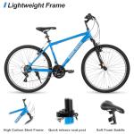 HH HILAND 26 Inch Mountain Bike, Mens and Womens MTB with 21 Speeds, High-Tensile Steel Frame, V Brake, Hardtail Bicycle for Adults Blue