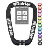NDakter Bike Lock, 5 Digit Combination Heavy Duty Anti Theft Bicycle Chain Lock, 2.62/3.2/4.27/5/6Ft Long, High Security Resettable, Suitable for Bike, Scooter, Door, Gate, Fence-4/6mm Thick