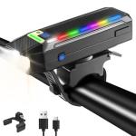 HAARAY Bike Front Lights for Night Riding with RGB Side Lights & Light Sensor, 5+10 Modes 2400mAh USB-C Rechargeable Bicycle Lights 360°Rotatable, Super Bright LED Bike Headlight Waterproof