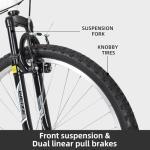 WEIZE Mountain Bike, 26 27.5 inch Outdoor Hybrid Bikes,18-Speed/High-Carbon Steel/Dual Full Suspension, Adjustable Ergonomic Seat for Men Women Adult, MTB Bicycle with Suspension Fork,Sleek Colors