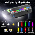 HAARAY Bike Front Lights for Night Riding with RGB Side Lights & Light Sensor, 5+10 Modes 2400mAh USB-C Rechargeable Bicycle Lights 360°Rotatable, Super Bright LED Bike Headlight Waterproof