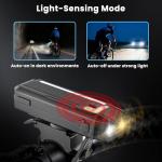 HAARAY Bike Front Lights for Night Riding with RGB Side Lights & Light Sensor, 5+10 Modes 2400mAh USB-C Rechargeable Bicycle Lights 360°Rotatable, Super Bright LED Bike Headlight Waterproof