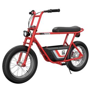 Razor Rambler 16 Electric Retro Mini Bike Ride for Adults Ages 18+, 220 lb Max Weight, Red – 350W Motor, Up to 15.5 Mph, 45-Min Run Time, Twist-Grip Throttle, Spoked Wheels w/ 16” Pneumatic Tires